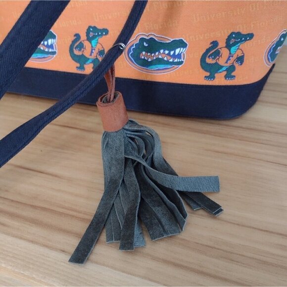 Florida University Gators Orange Black Canvas Tote Shoulder Bag Football - Picture 9 of 10